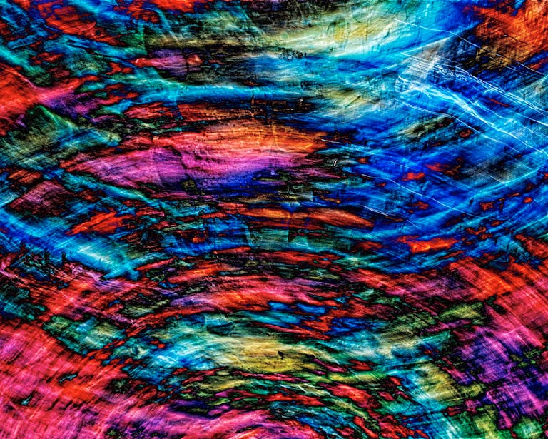 Colorful swirling abstract art with vibrant motion and texture effects, ideal for modern décor.